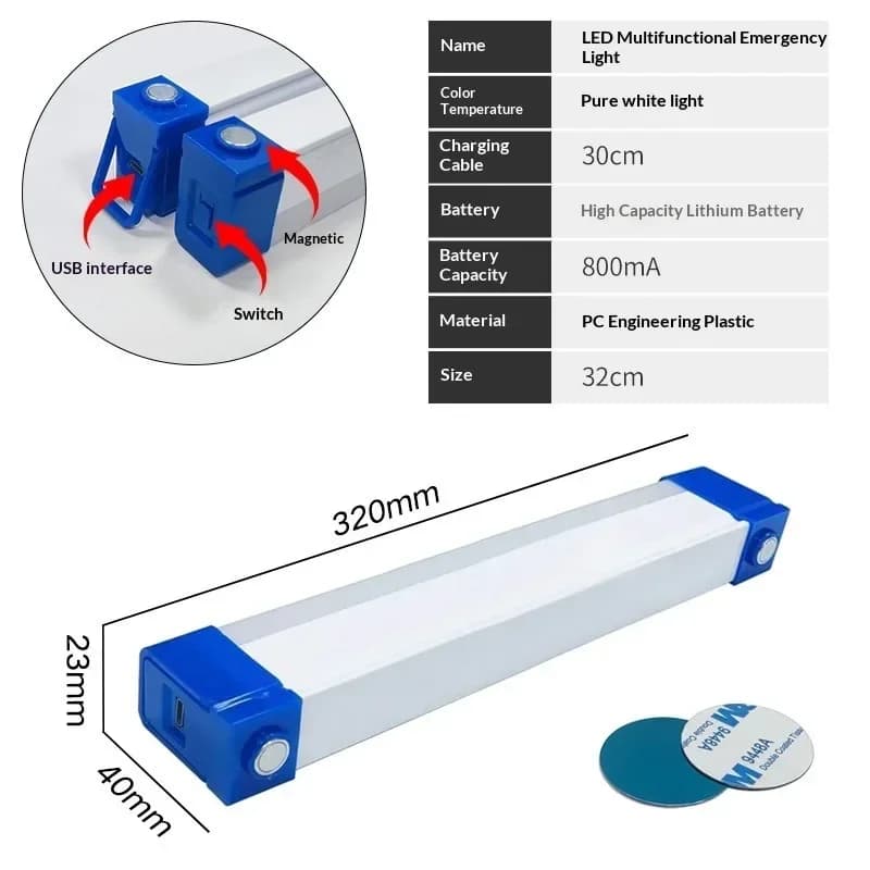 Nabíjateľné USB LED tubusové svetlo s háčikom