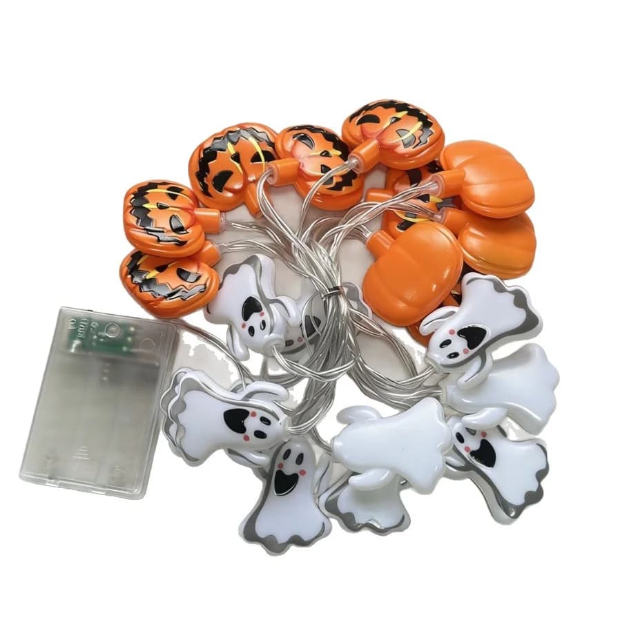Batériové Halloween LED reťaz so strašiakmi a tekvicami