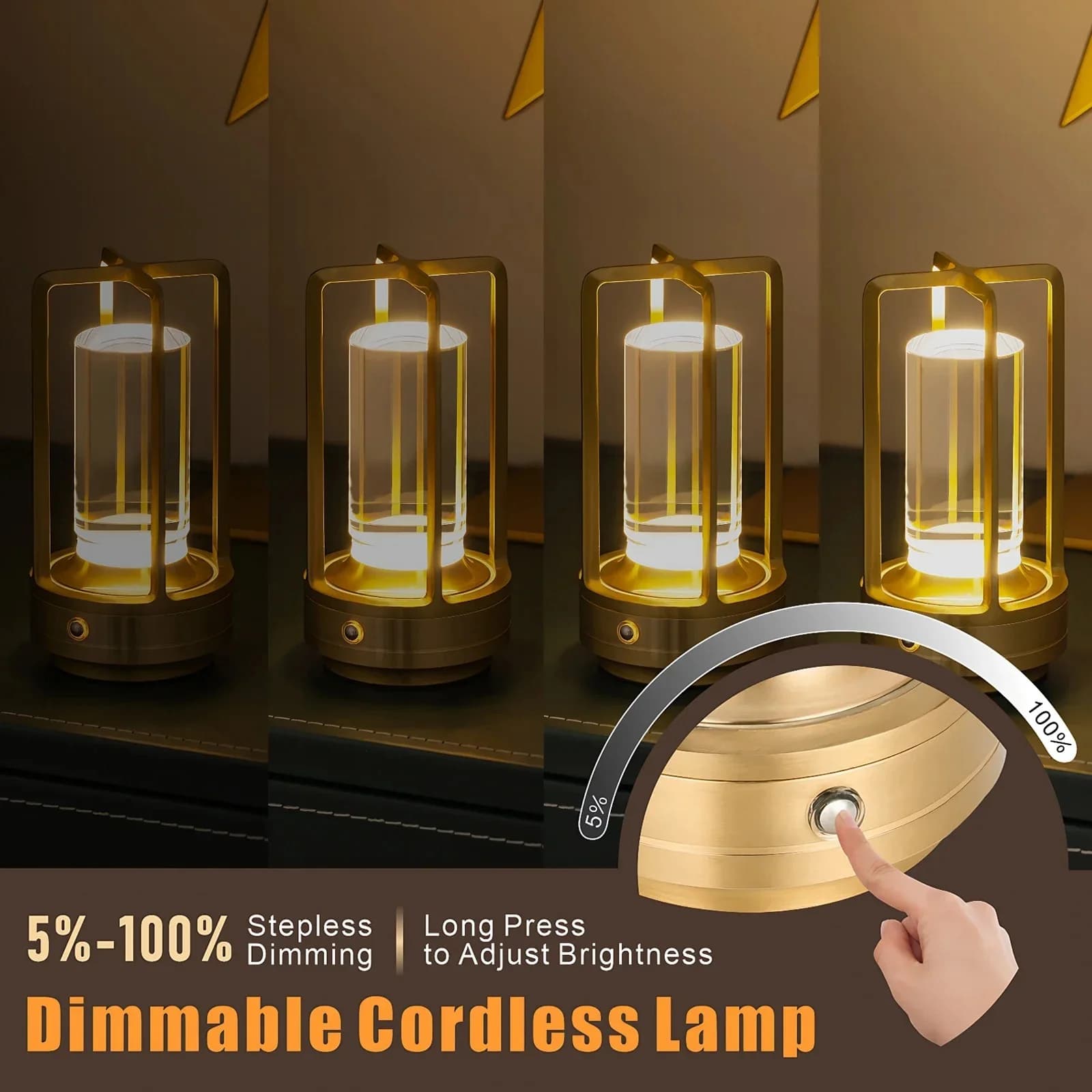 Prenosná nabíjateľná LED campingová lampa s dotykovým ovládaním